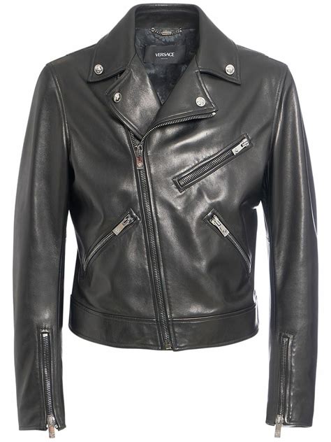 versace leather studded jacket|Versace leather jacket price.